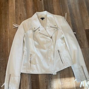 White I Love Ronson leather jacket with tassels